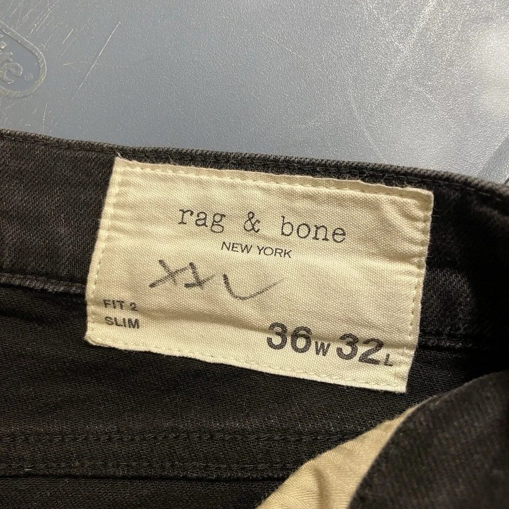 Rag And Bone Fit 2 Slim Black Jeans Mens 36x32 (fit 36x26 *hemmed*)
